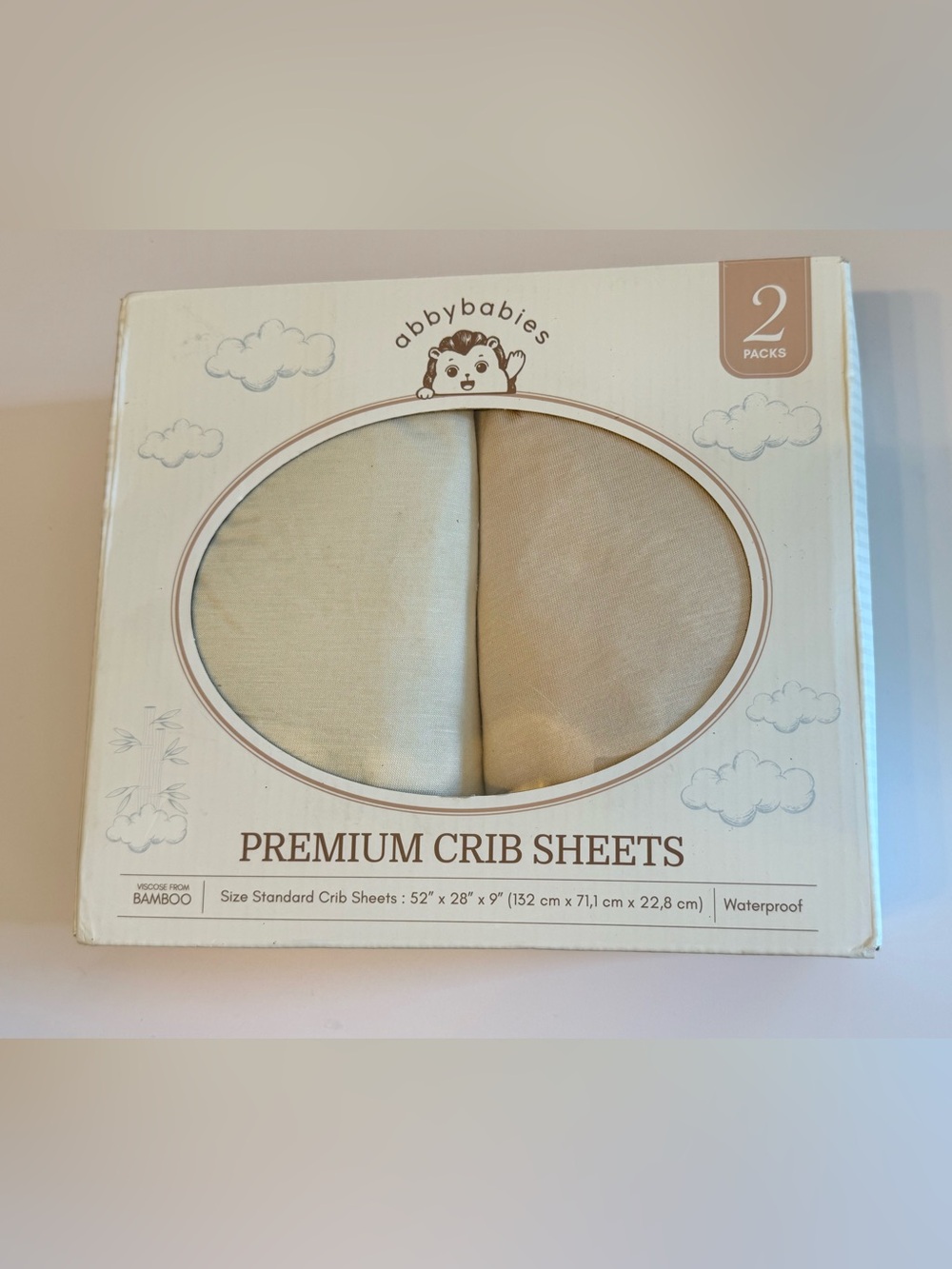 Abbybabies premium bamboo viscose w/waterproof TPU layer crib sheets 2 pack